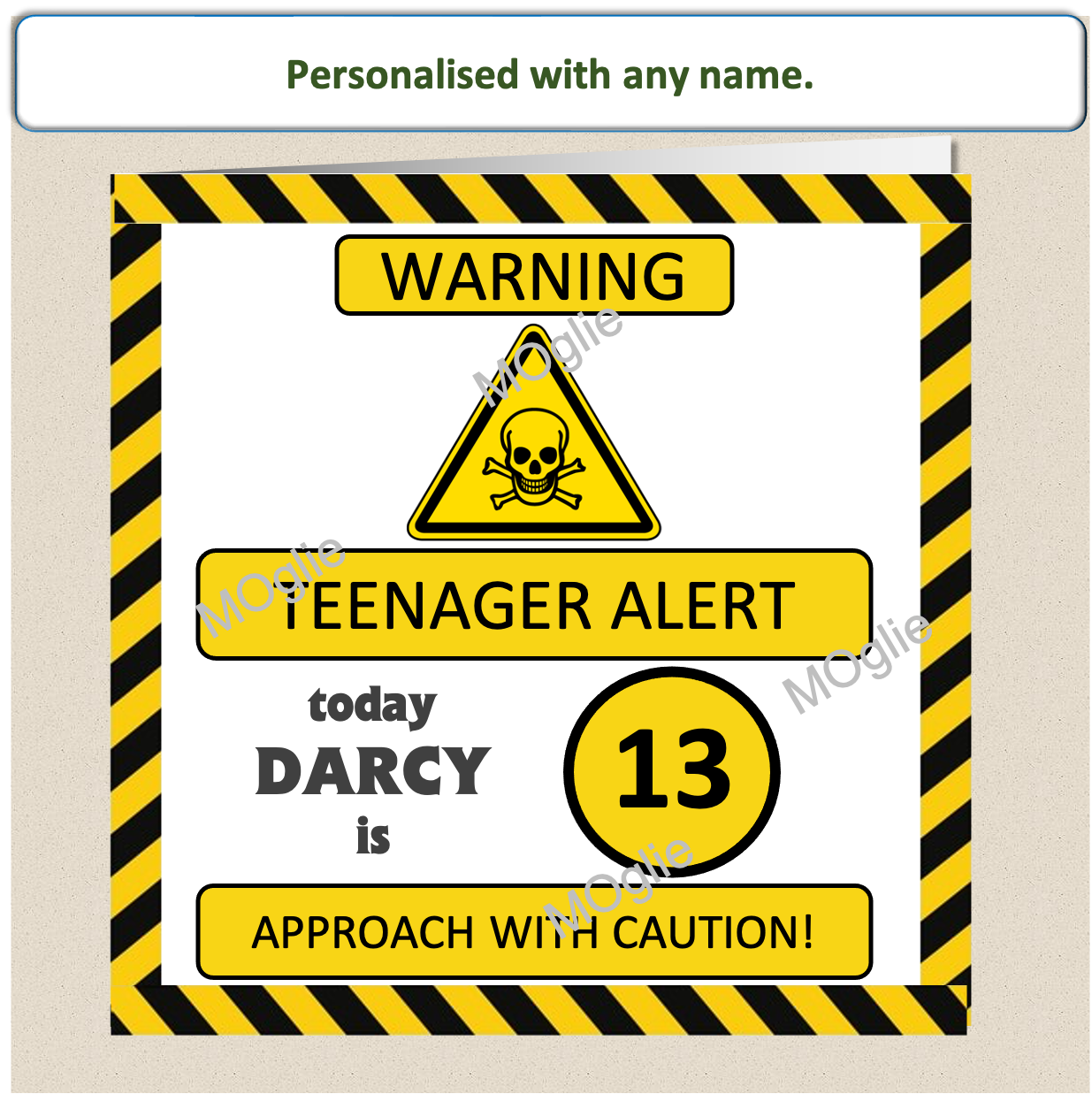 hazard warning tape, teenager alter birthday card