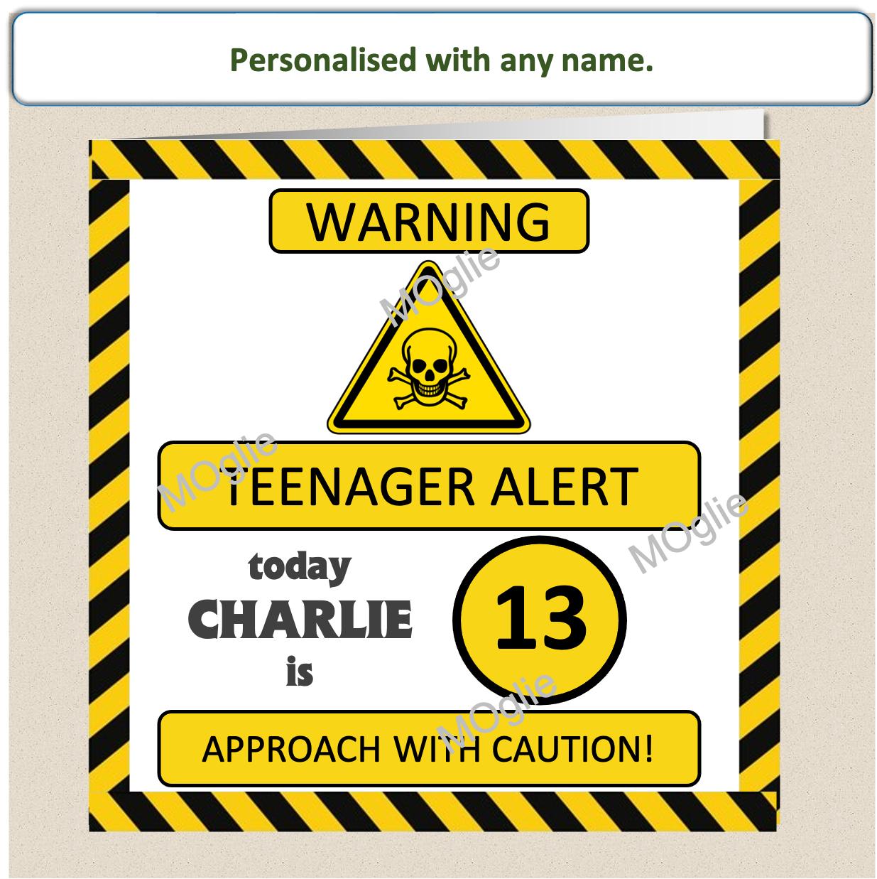 hazard warning tape, teenager alter birthday card