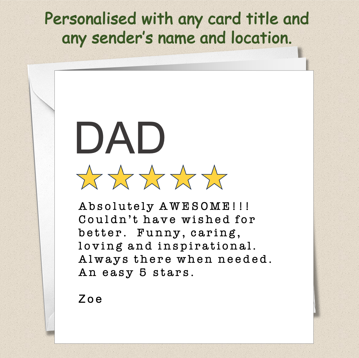 Personalised Father's Day Card - 5 Star Review