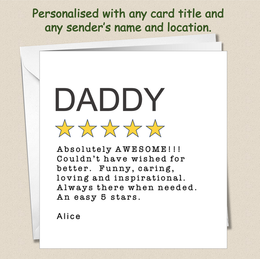 Personalised Father's Day Card - 5 Star Review