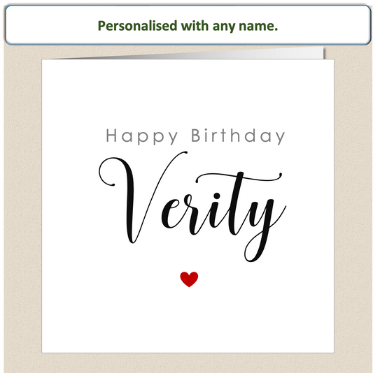Personalised Female Name Birthday Card - heart - For Her