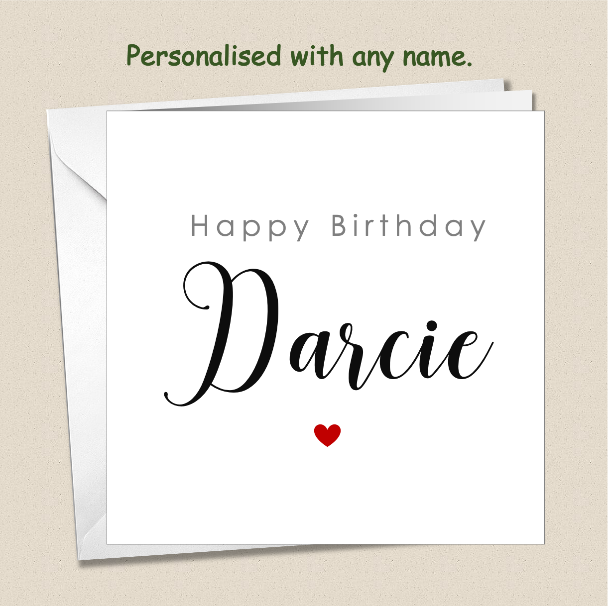Personalised Female Name Birthday Card - heart - For Her