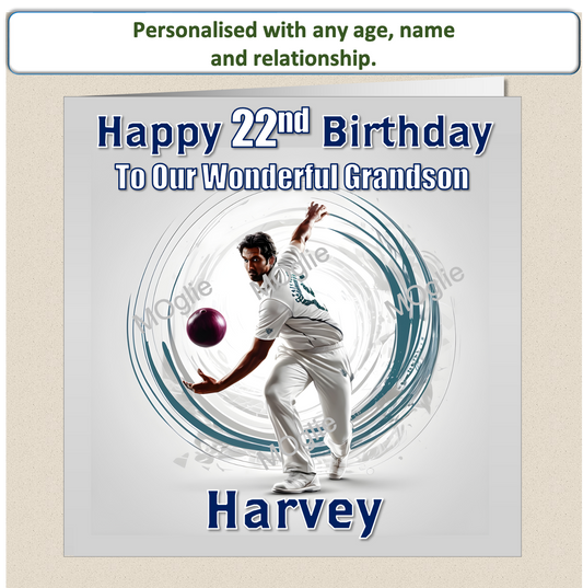 Personalised Male Cricket Birthday Card 20th 30th 40th - For Him CRIC2