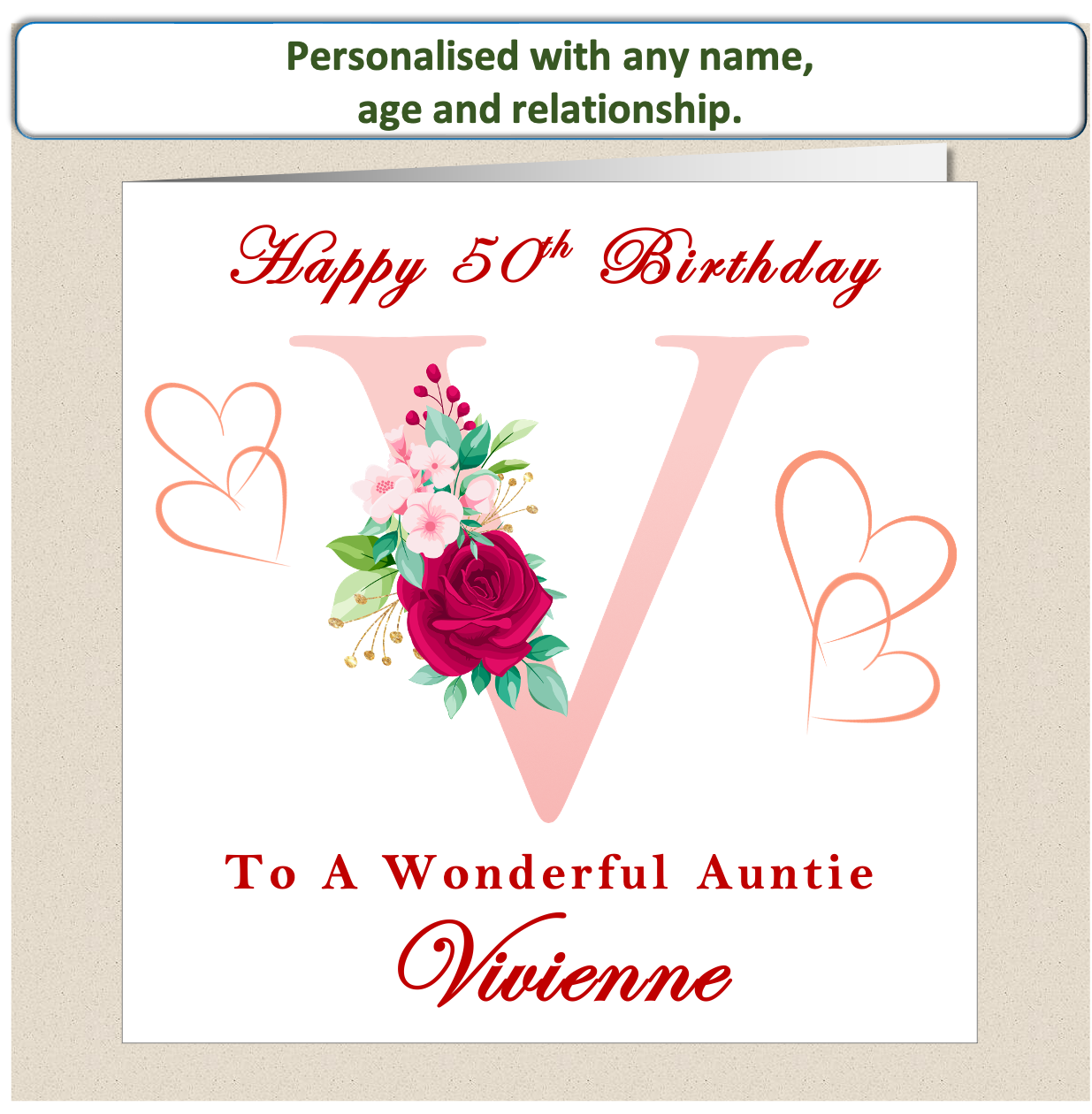 Personalised Female Birthday Card - Floral Letter - For Her