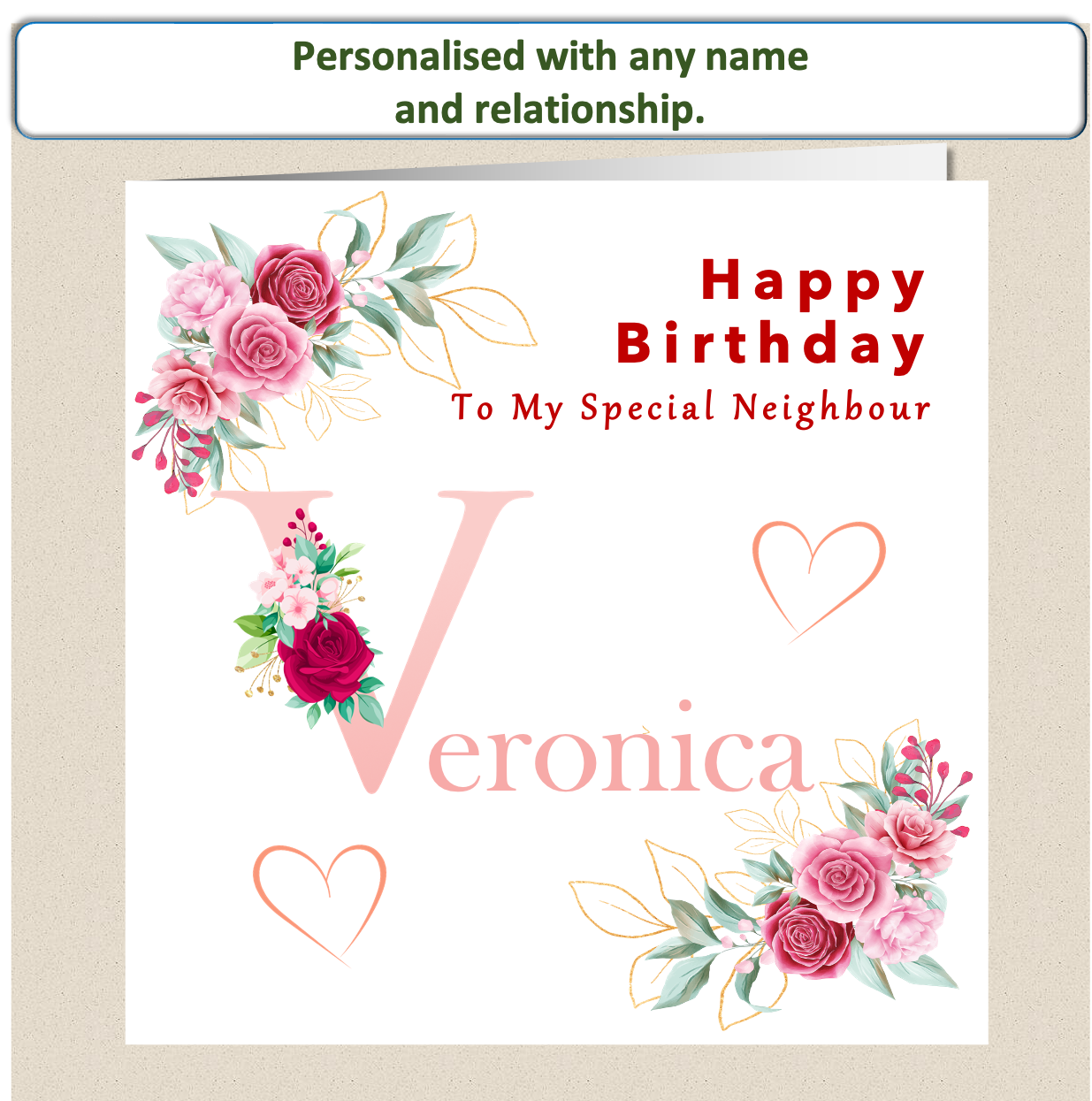 Personalised Female Birthday Card - Flower initial - For Her