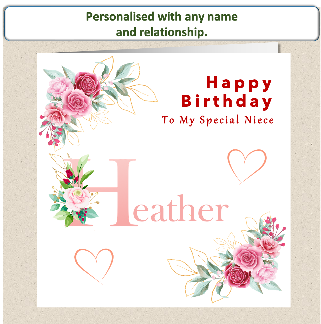 Personalised Female Birthday Card - Flower initial - For Her