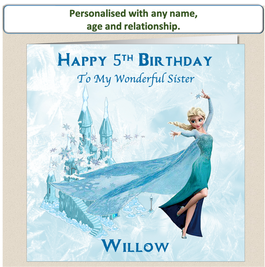 Personalised Frozen Elsa Birthday Card FRZ3