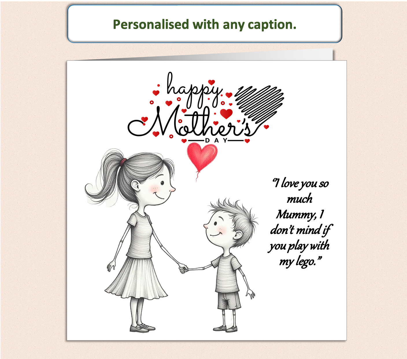 Personalised Mother & Boy Mollie and Doodle Mother's Day card