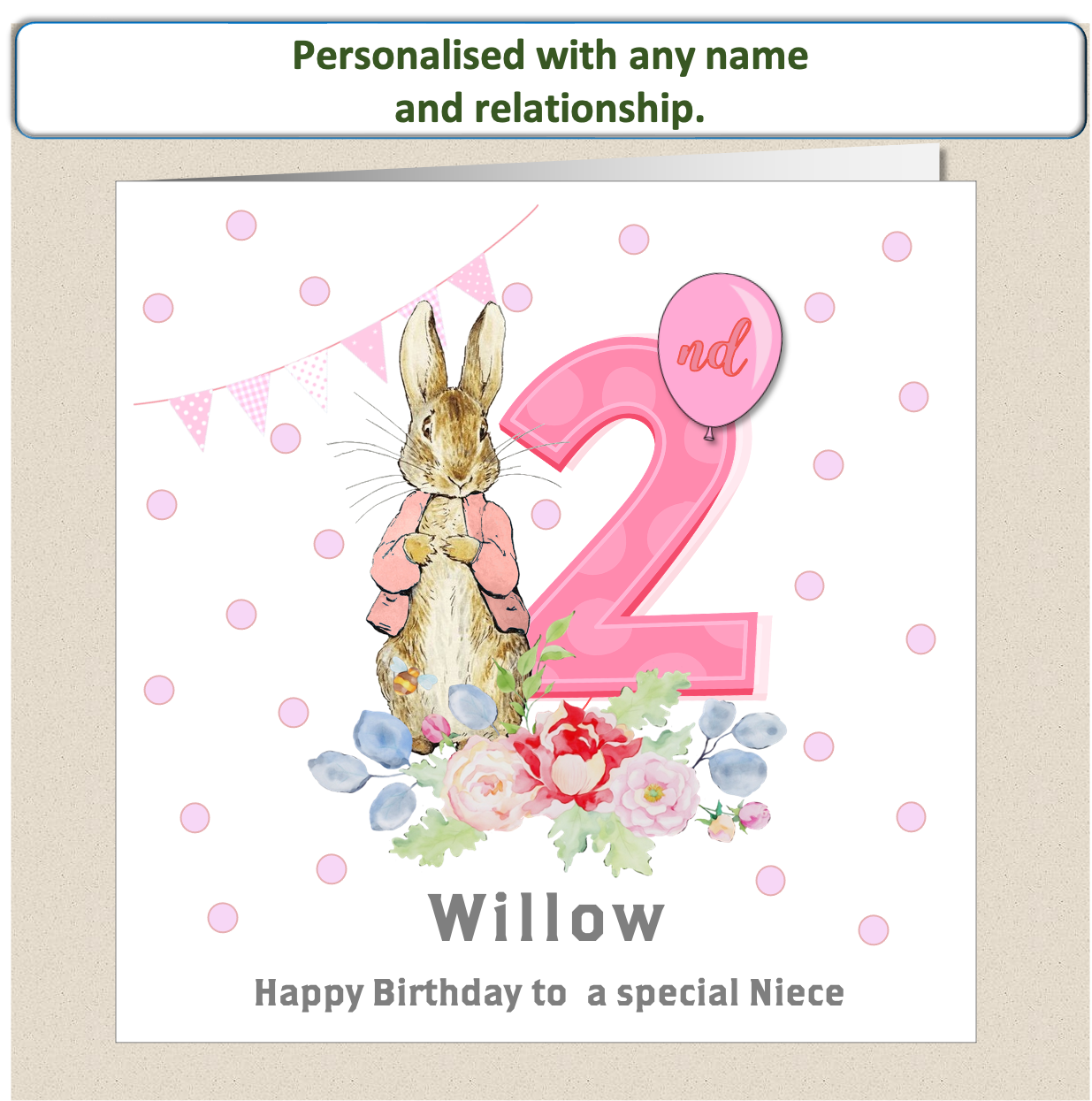 Personalised Peter Rabbit Birthday Card - 2nd Birthday