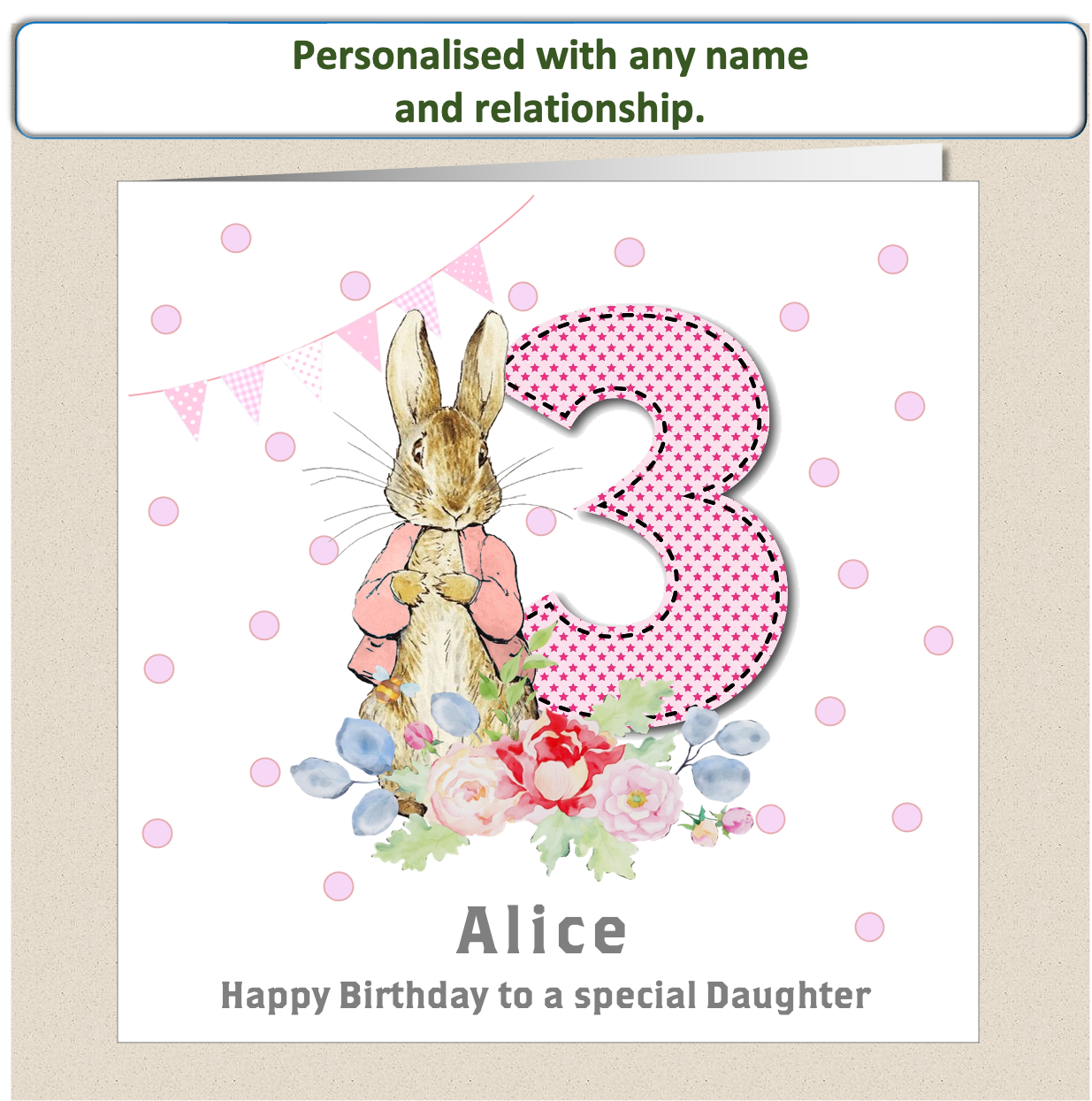 Personalised Peter Rabbit Birthday Card - 3rd Birthday