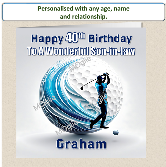 Personalised Male Golf Birthday Card 30th 40th 50th 60th - For Him GOLF - 3