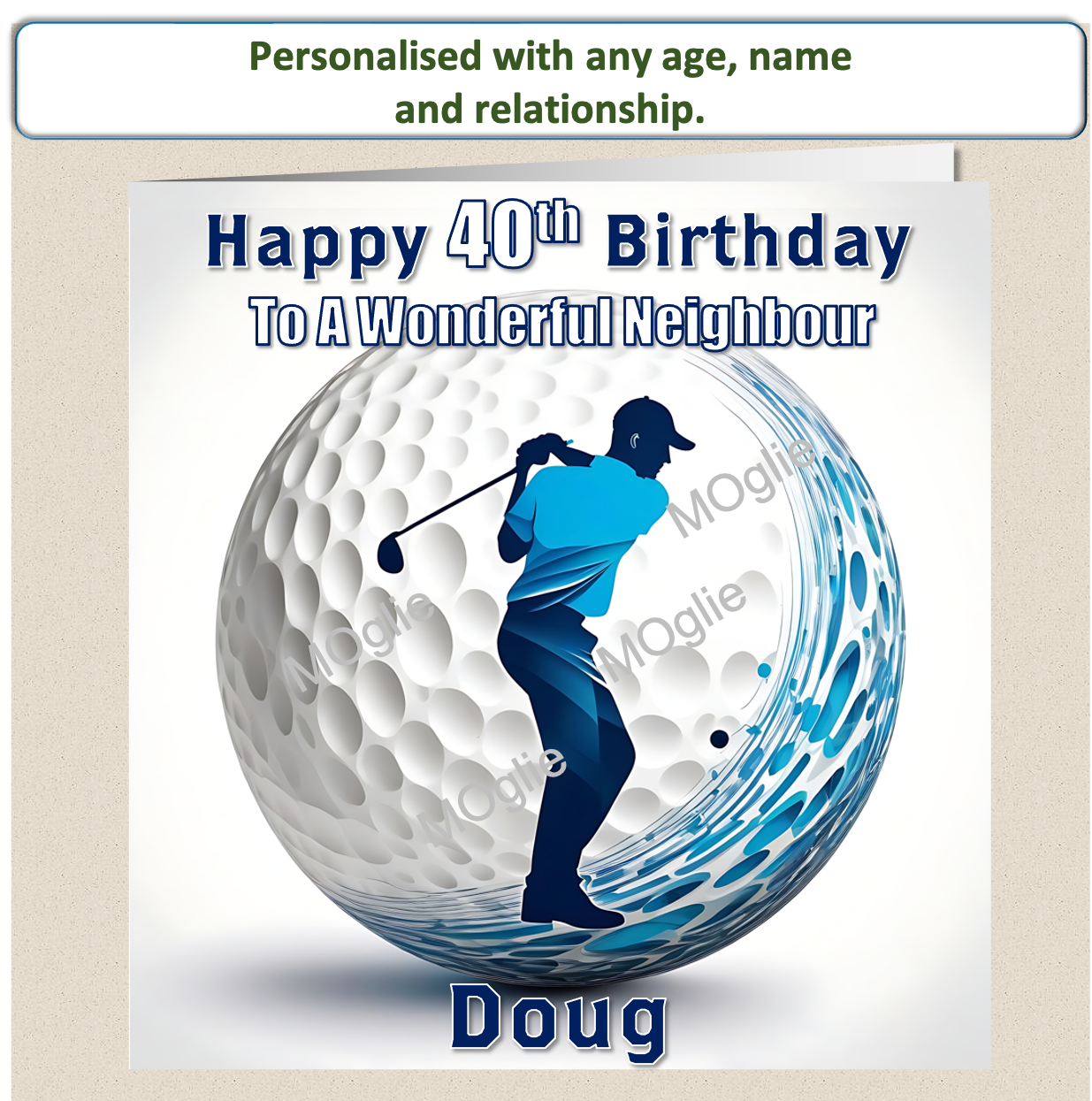 Personalised Male Golf Birthday Card 30th 40th 50th 60th - For Him GOLF4