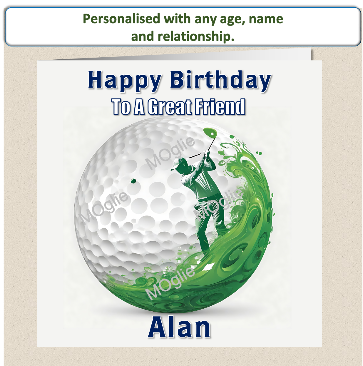 Personalised Male Golf Birthday Card 30th 40th 50th 60th GOLF5
