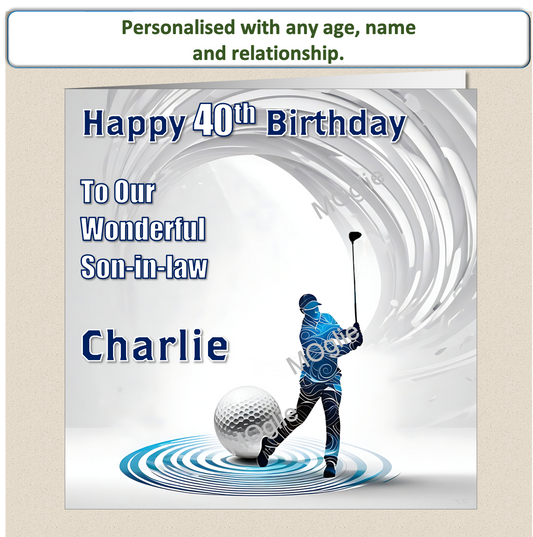 Personalised Male Golf Birthday Card 30th 40th 50th 60th - For Him GOLF6