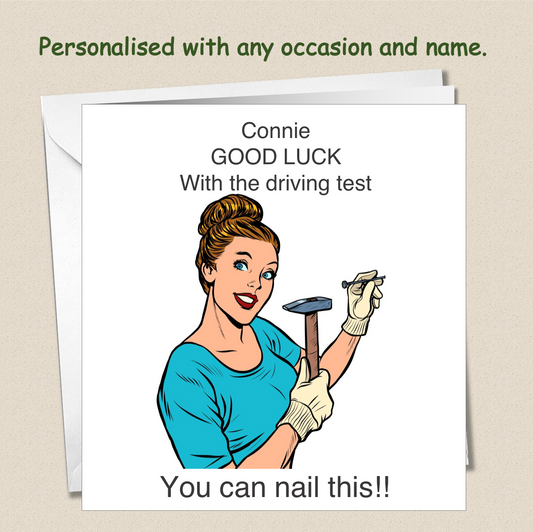 Personalised Good Luck card - female you can nail this