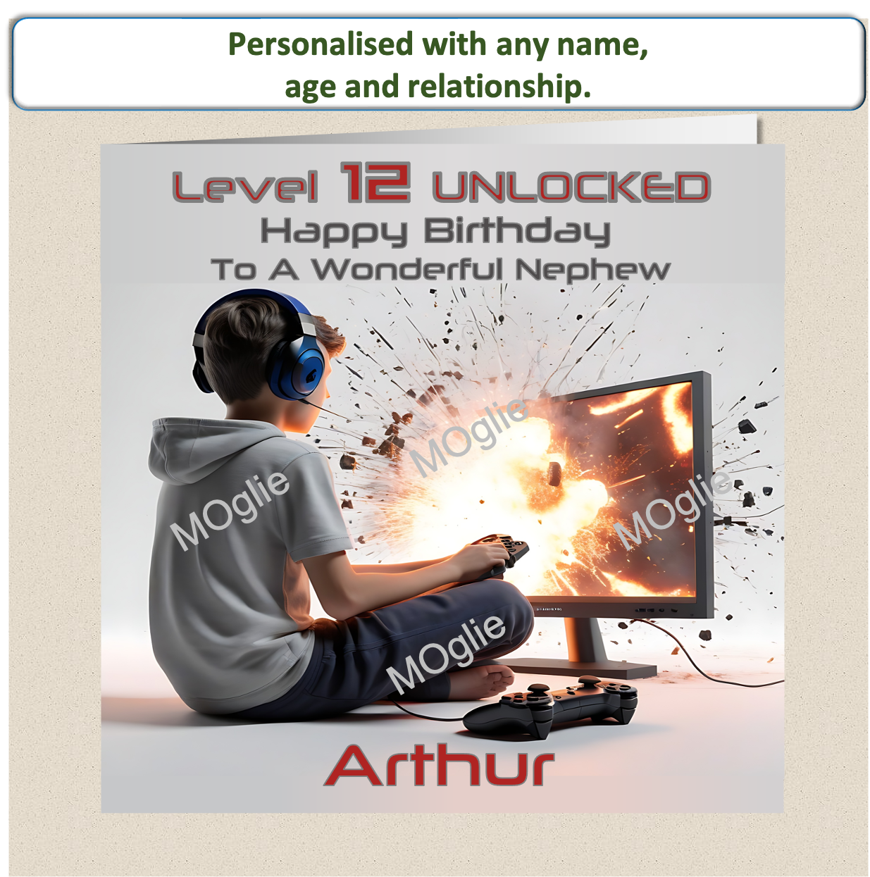 Personalised pre-teen Teenager Gamer Gaming Birthday Card - GAM3