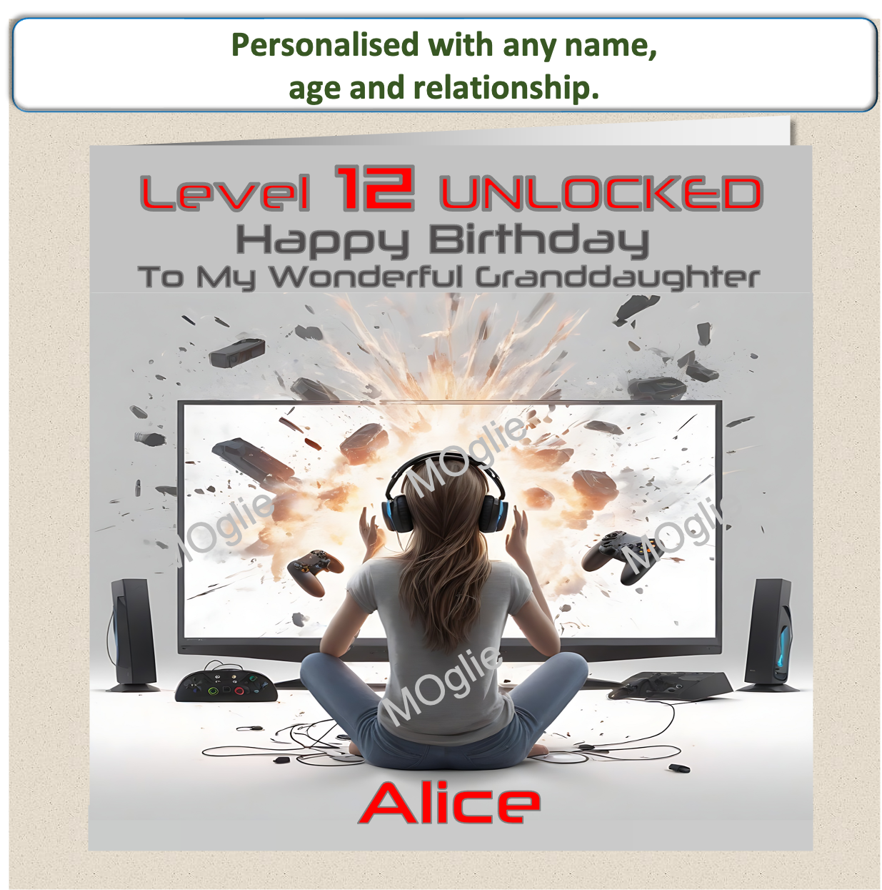 Personalised Teenager Girl Gamer Birthday Card - GAM4