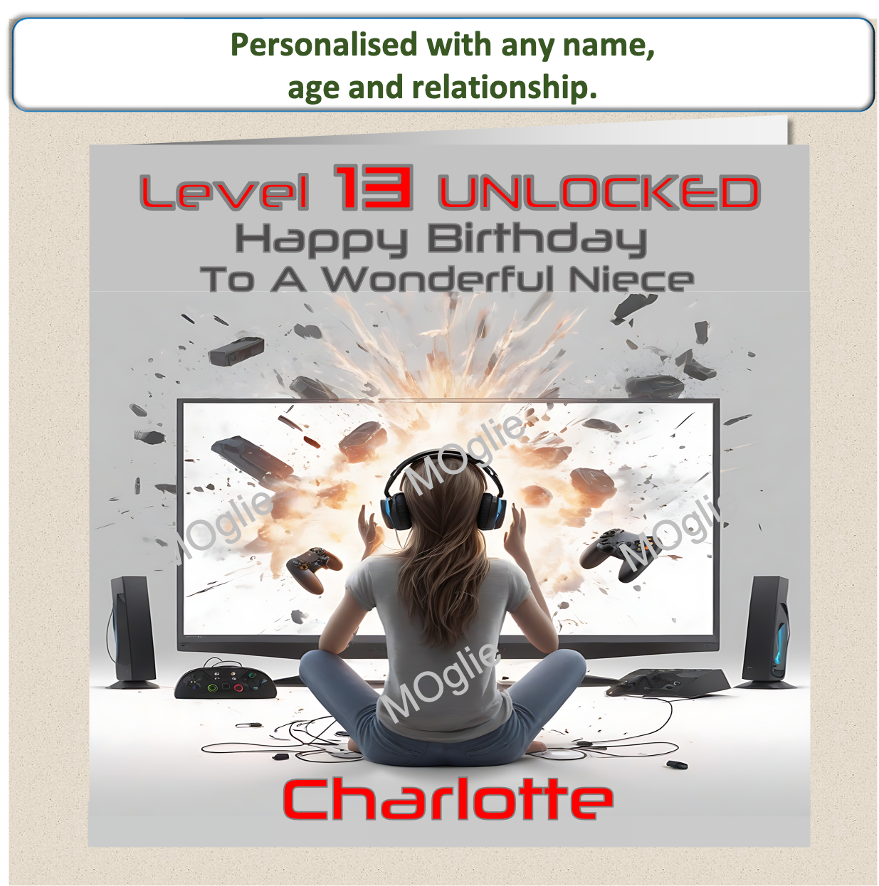 Personalised Teenager Girl Gamer Birthday Card - GAM4