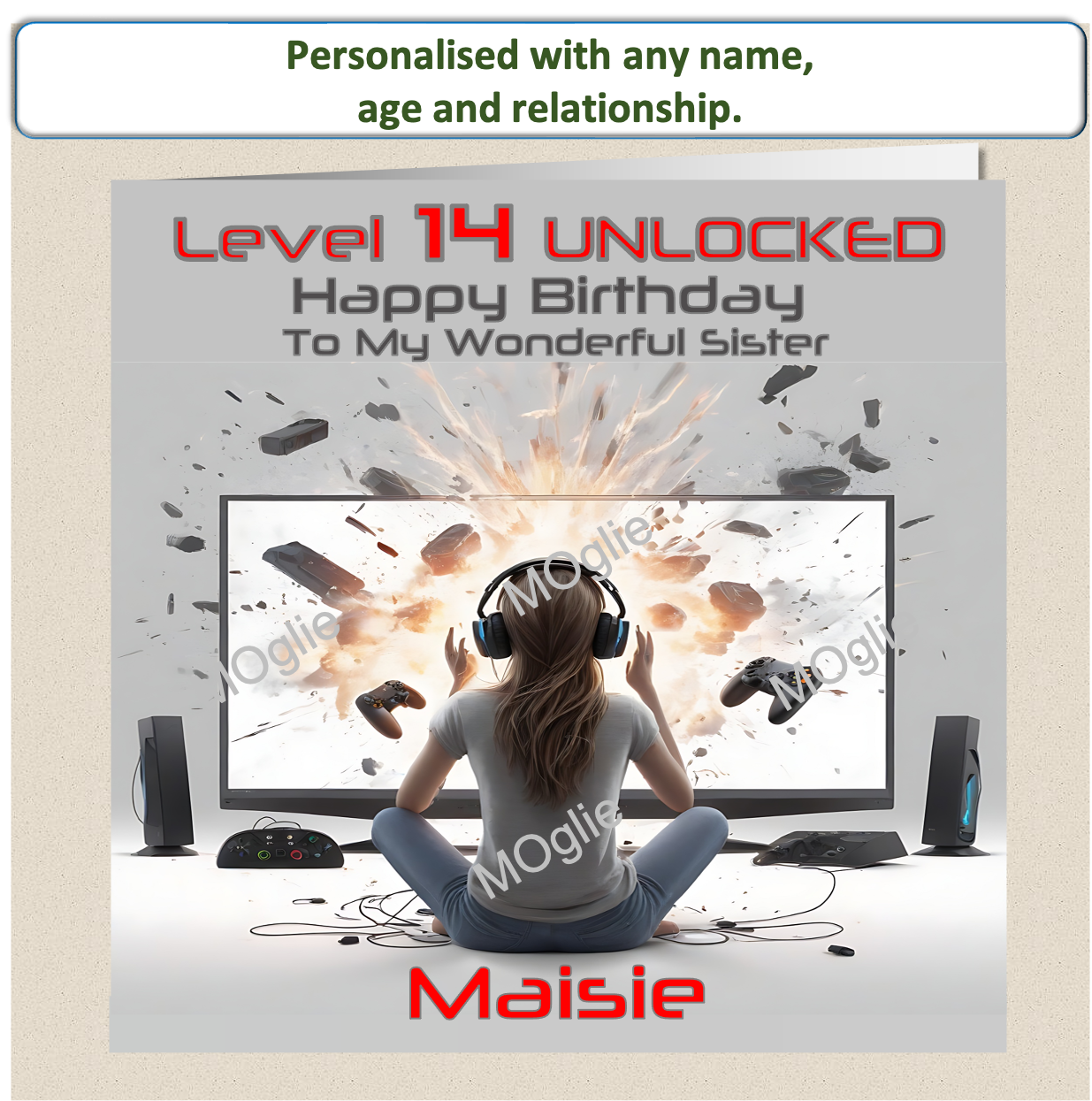 Personalised Teenager Girl Gamer Birthday Card - GAM4