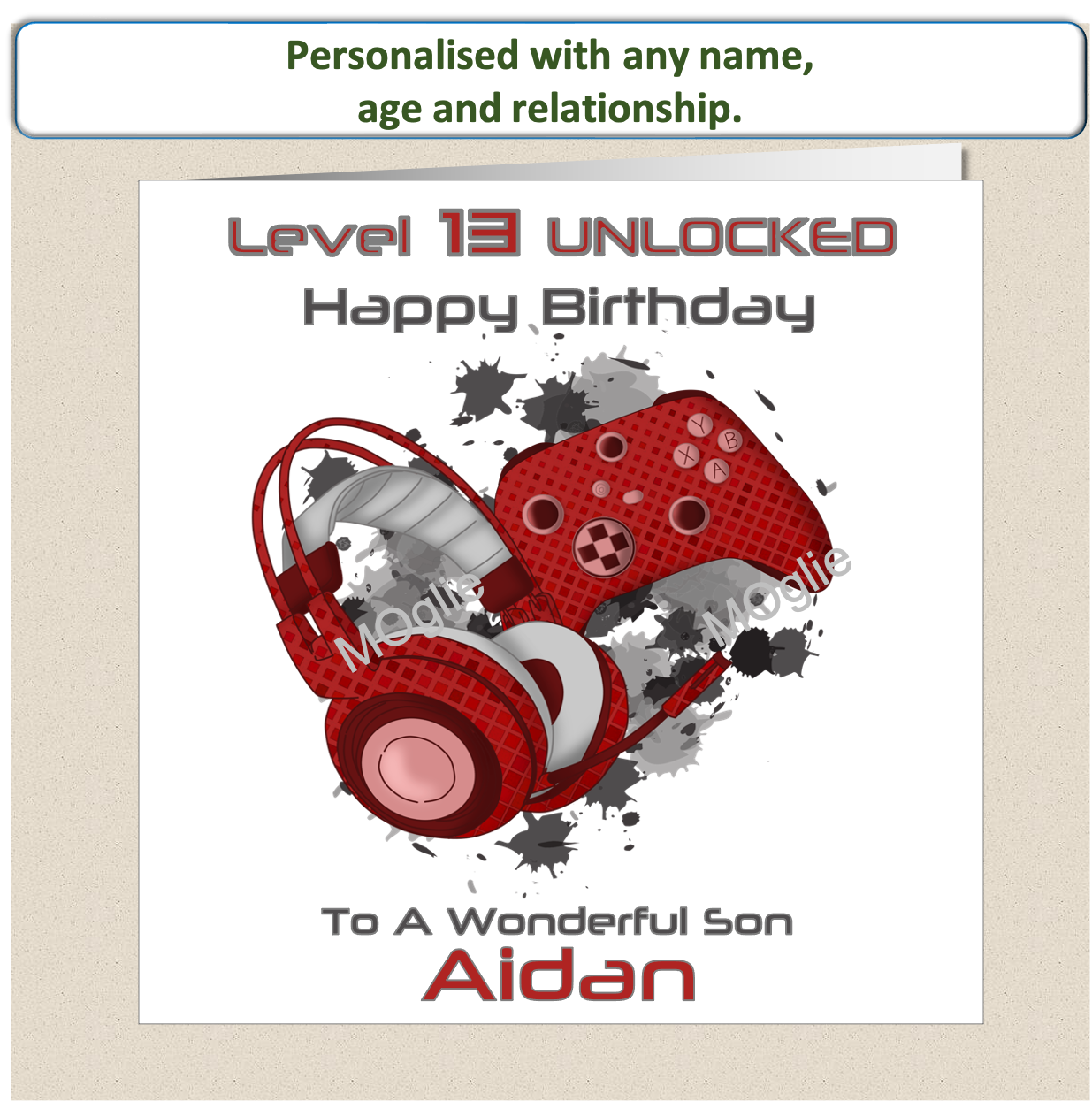 Personalised Teenager Gamer Gaming Birthday Card - Red