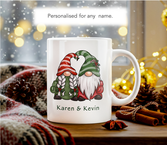 Personalised Christmas Mug Festive Gonk Gift For Couples - FM Design