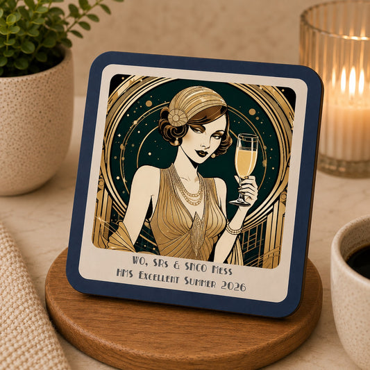 Personalised Art Deco Coasters for HMS Excellent