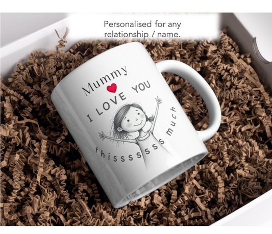 Mummy I Love You Thissss Much Mug – Cute Child Drawing, Perfect Gift for Mum
