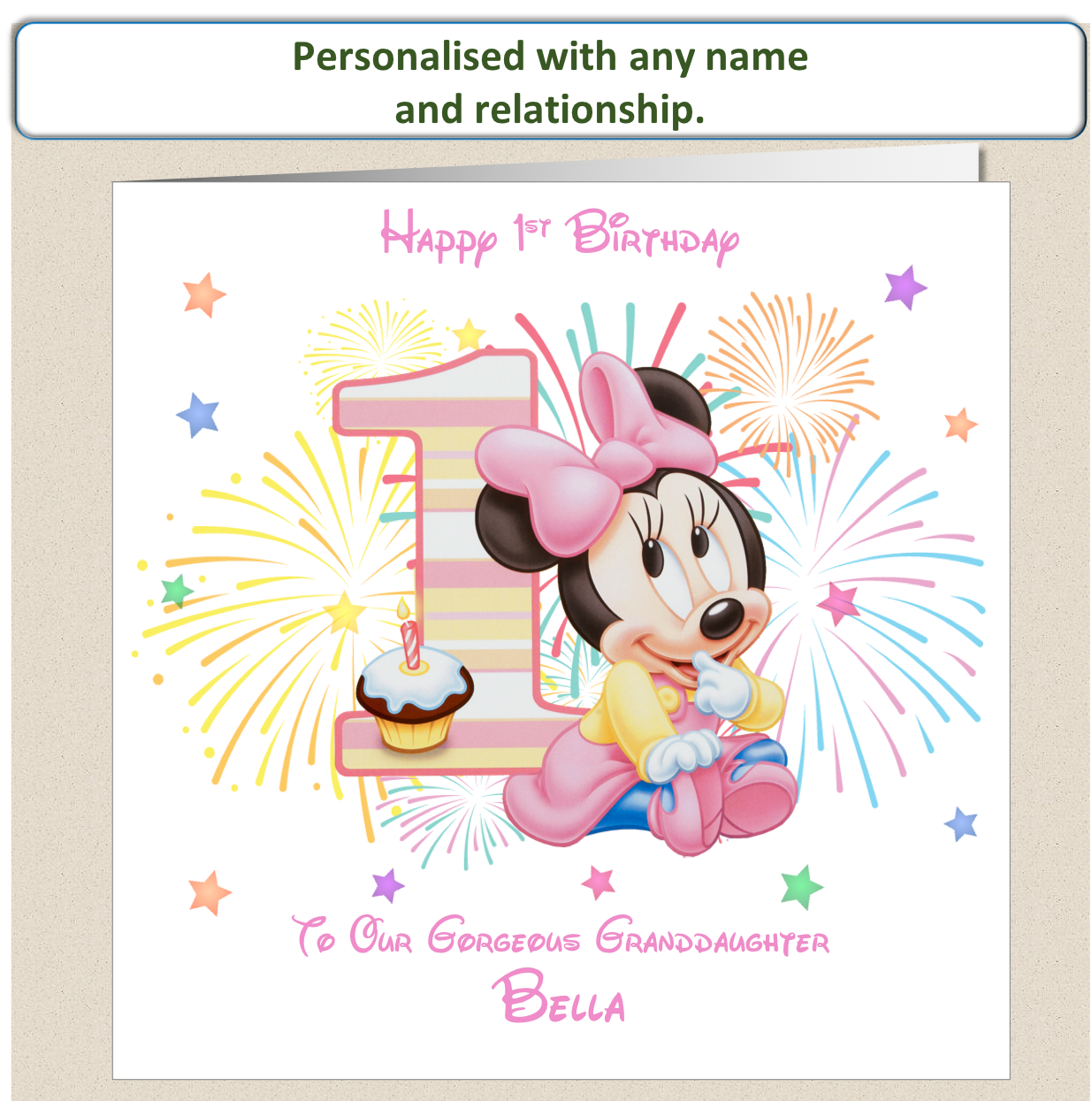 Personalised Minnie Mouse Birthday Card - 1st Birthday