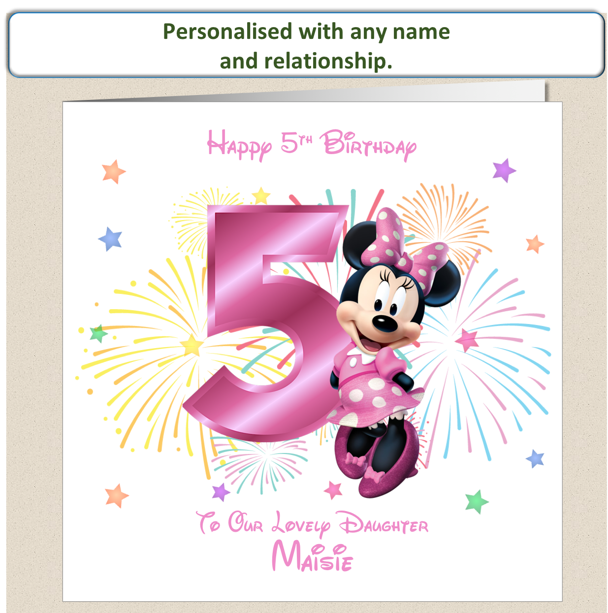 Personalised Minnie Mouse Birthday Card - 5th Birthday