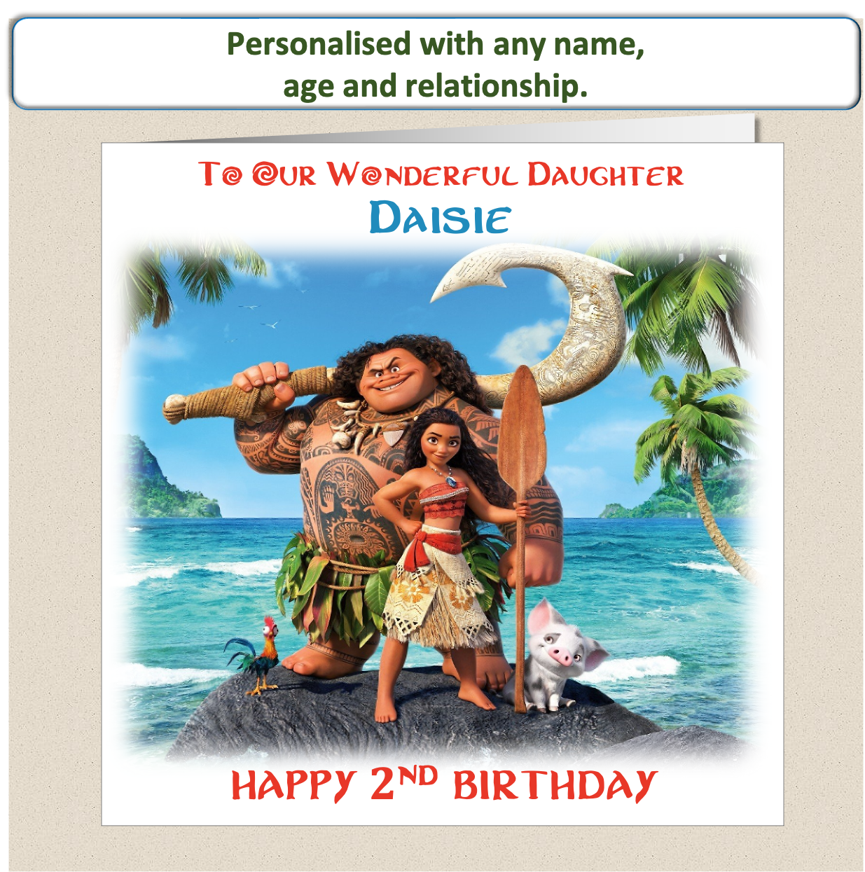 Personalised Moana Birthday Card - Moa2