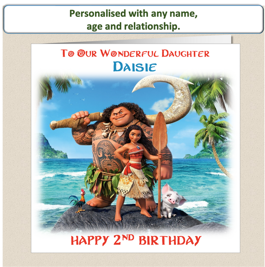 Personalised Moana Birthday Card - Moa2