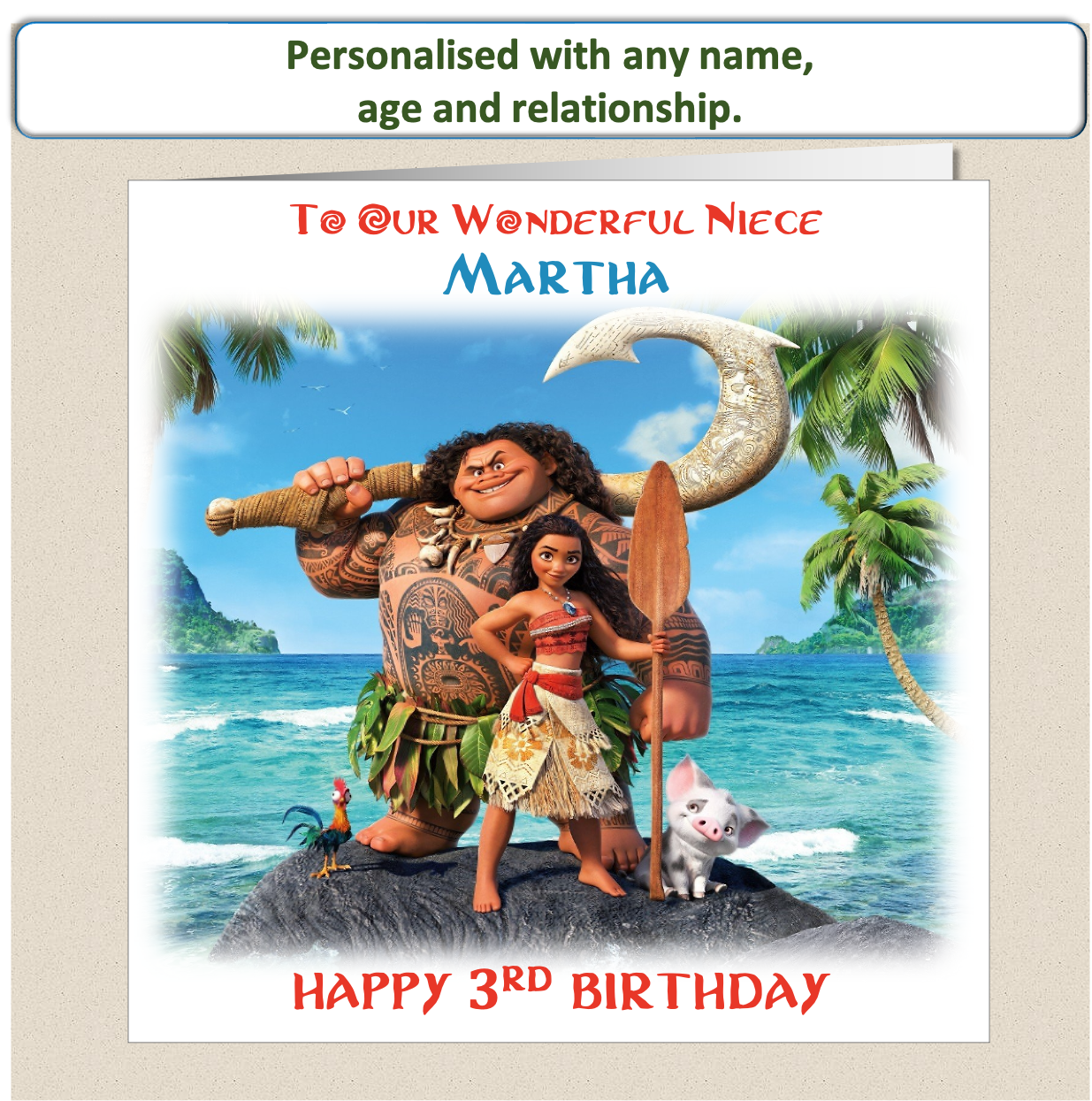 Personalised Moana Birthday Card - Moa2