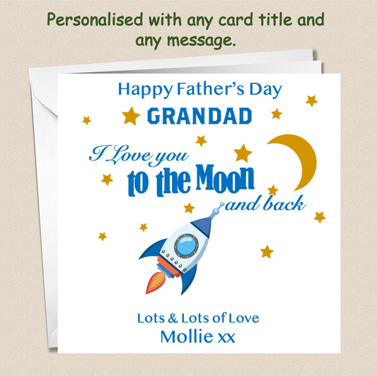 Personalised Father's Day Love you to the Moon and Back Card