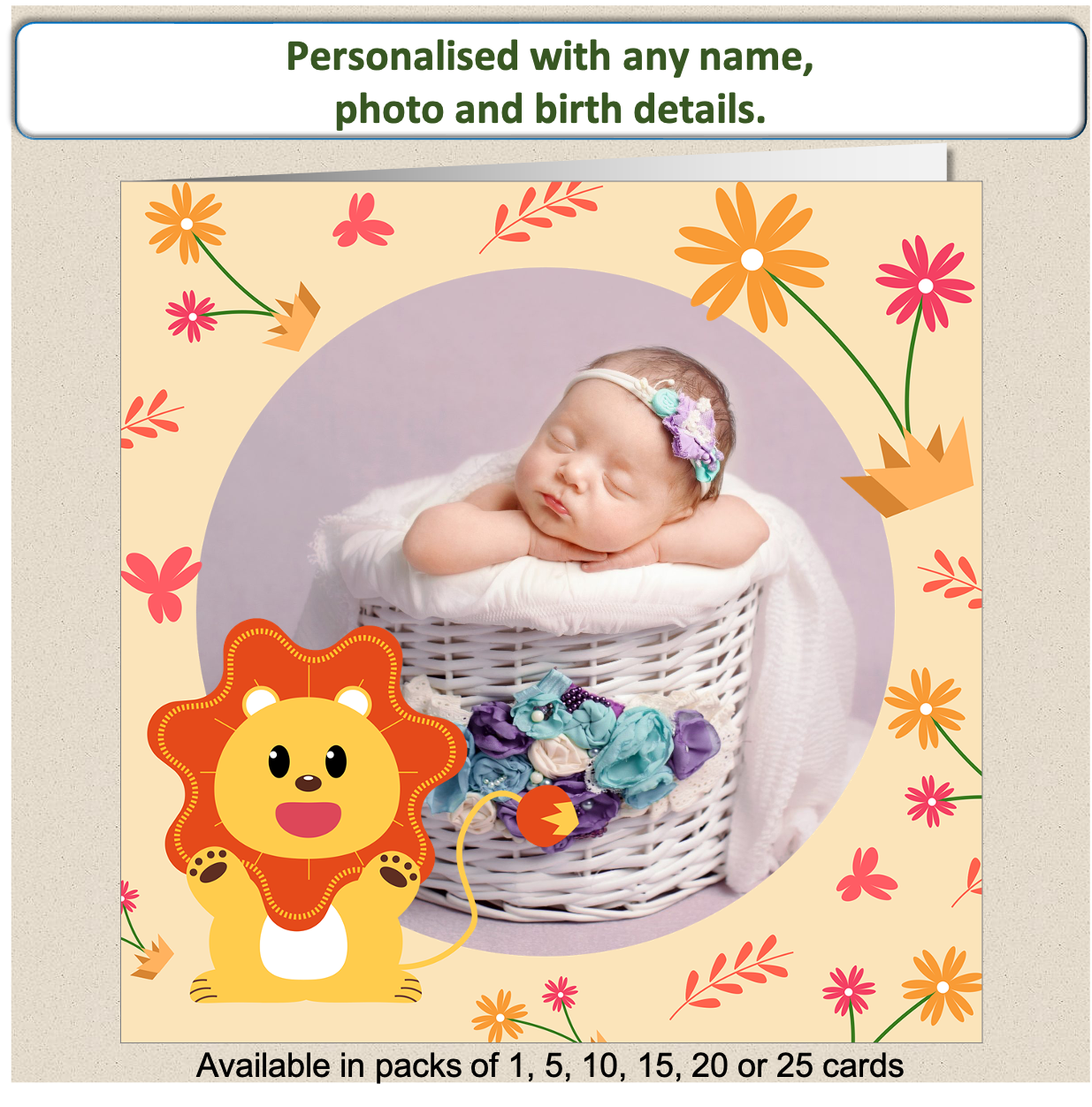 Personalised New Baby It's A Boy Girl Announcement Card - Baby8