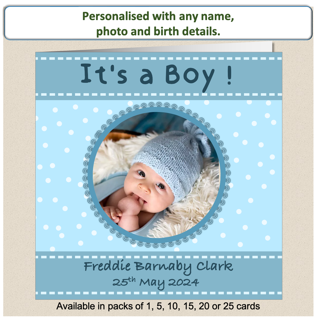Personalised New Baby It s A Boy Announcement Card Baby6 MOglie