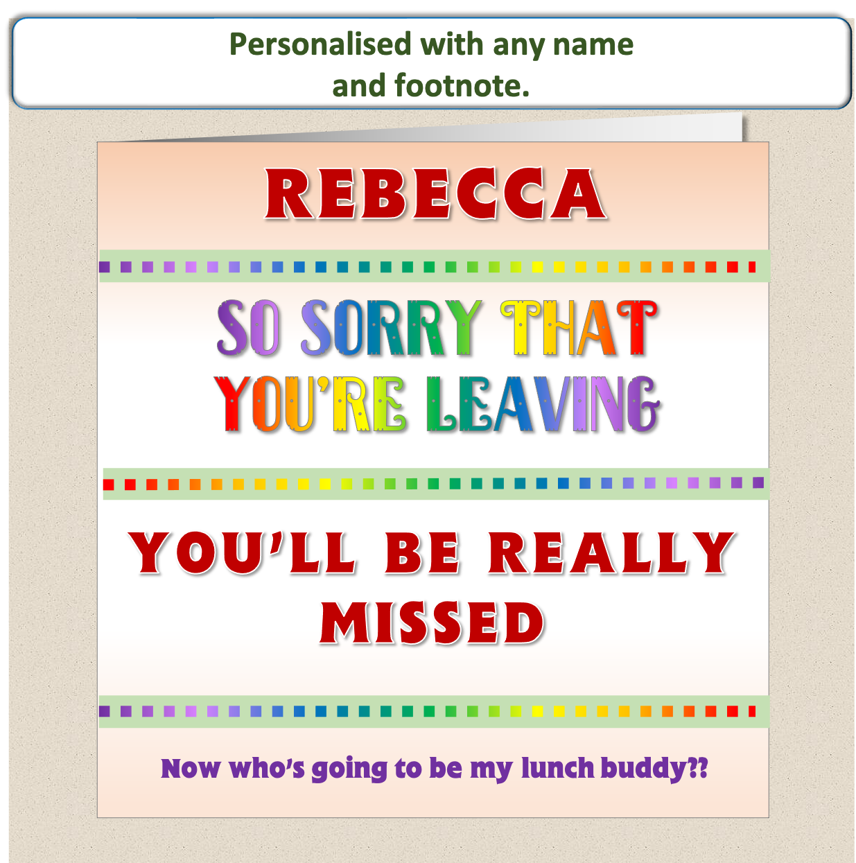 Sorry You're Leaving Card New Job Good Luck Will Miss You