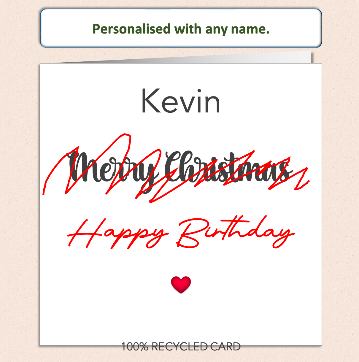 Personalised Male Birthday Card with Any Name Recycled Quirky Design