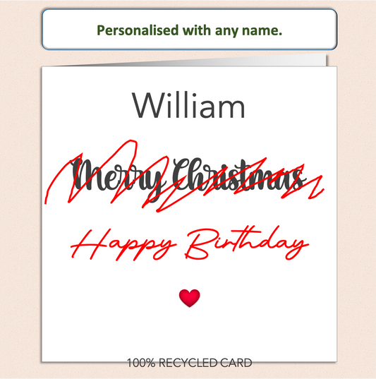 Personalised Male Birthday Card with Any Name Recycled Quirky Design