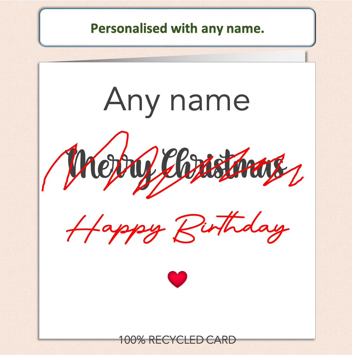 Personalised Male Birthday Card with Any Name Recycled Quirky Design