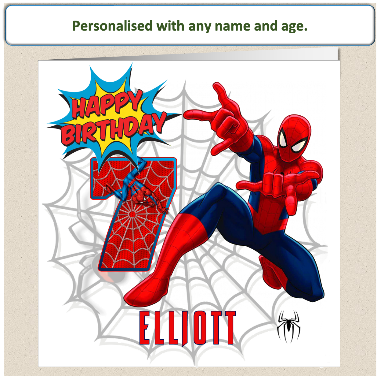 Personalised Spiderman Birthday Cards - 4 to 8 - SPID3