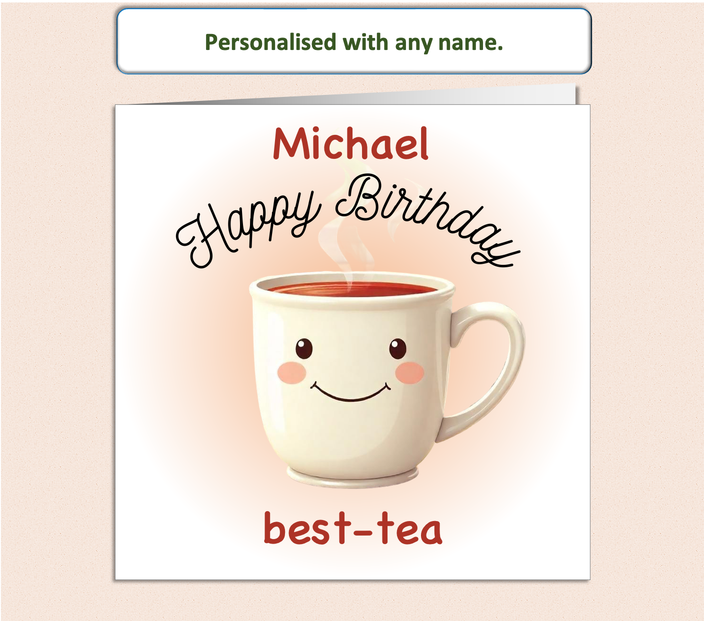 Personalised best-tea (bestie) tea mug Birthday Card