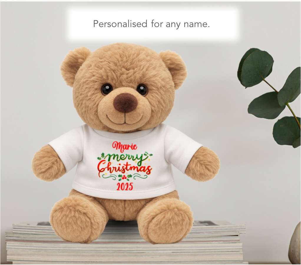 Personalised Merry Christmas Teddy Bear – Cute Cuddly Gift