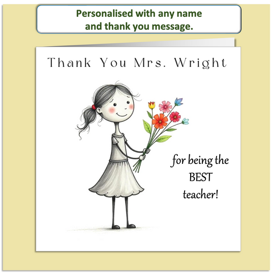 Personalised Thank You Card – Mollie & Doodle Flower Girl  – Custom Name & Message