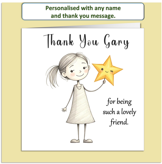 Personalised Thank You Card – Mollie & Doodle Minimalist Design – Custom Name & Message