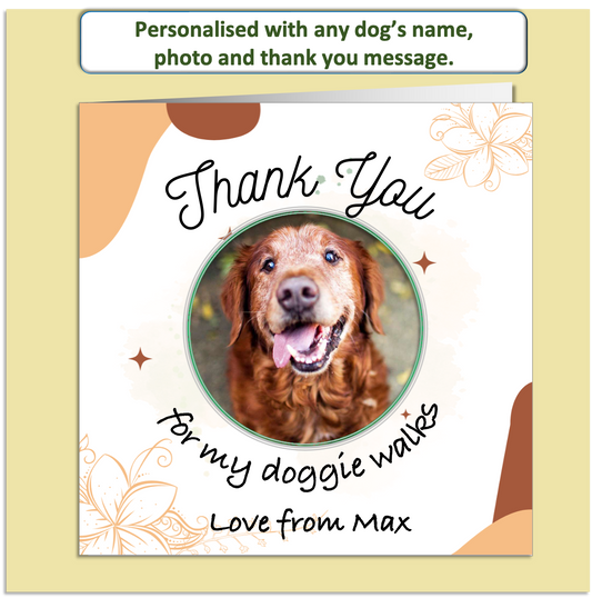 Personalised Dog Thank You Card – Custom Photo & Name – Pet Sitter / Walker