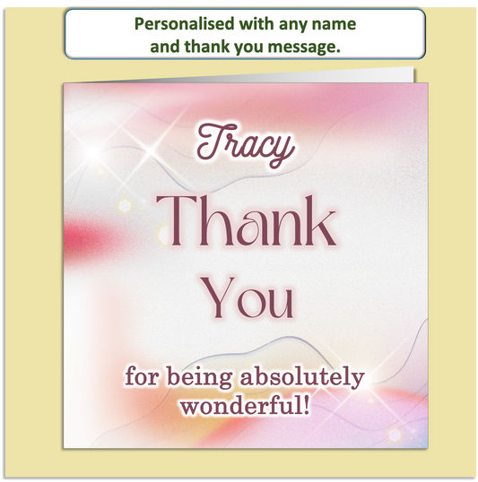 Personalised Thank You Card – Sparkling Light Design – Custom Name & Message