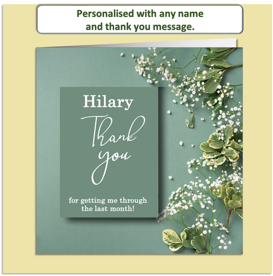 Personalised Thank You Card – Elegant Floral Design – Custom Name & Message