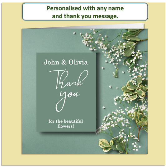 Personalised Thank You Card – Elegant Floral Design – Custom Name & Message
