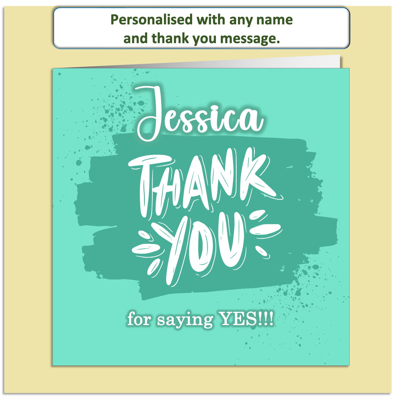 Personalised Thank You Card – Bold Brushstroke Design – Custom Name & Message