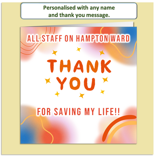 Personalised Thank You Card – Bold Celebration Design – Custom Name & Message